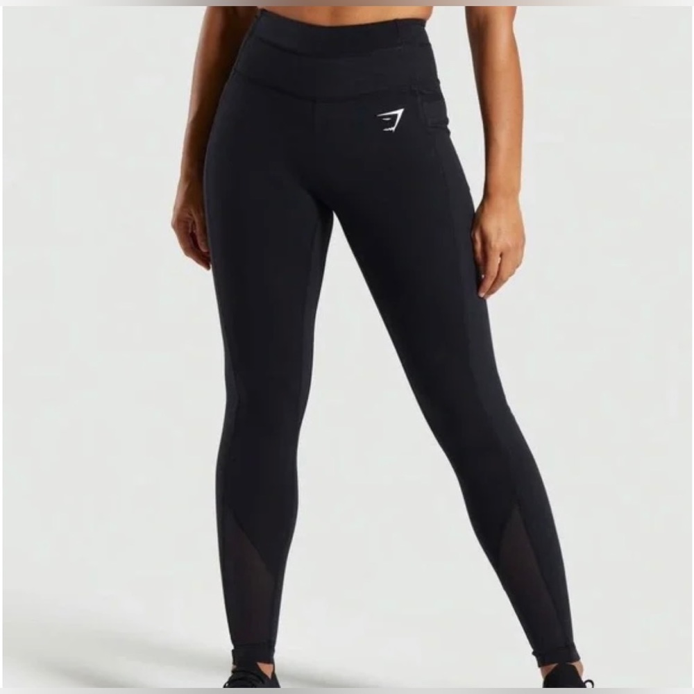 GYMSHARK Dreamy Mesh Leggings, Size Large, Color Black, High-waisted, pockets